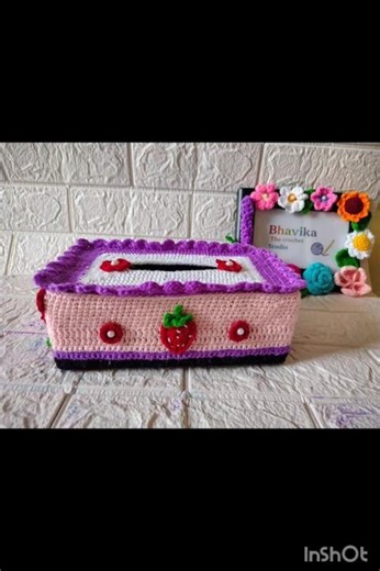 crochet tissue paper box cover✨
