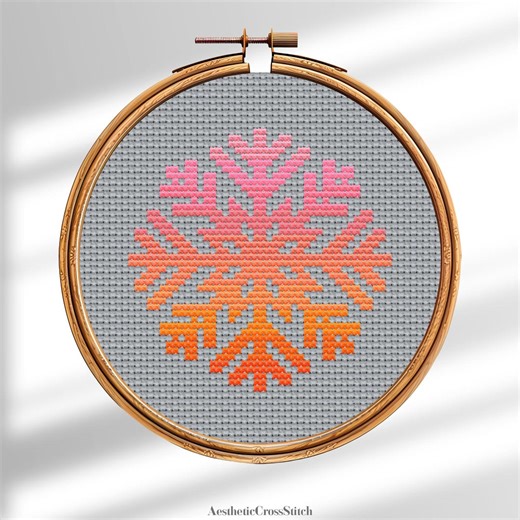 Cross Stitch Pattern With a Cozy Snowflake Design! Color Gradient of a Sunset. Winter, Snowflakes, Christmas, Snow, Holiday, New Year. - Etsy