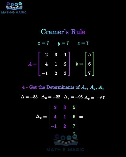 Cramer's Rule Explained #maths #matrices #determinants