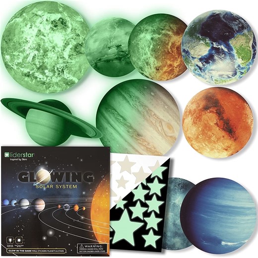 Liderstar Solar System Glow-in-the-Dark Planets and Stars Ceiling Wall Decal Stickers for Kids & Teens - Walmart.com
