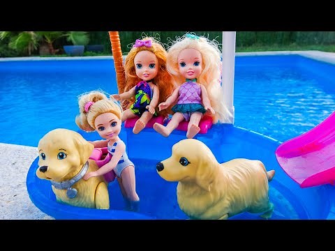 Elsa and Anna toddlers at the dog's birthday party