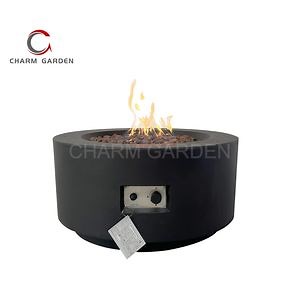 [Hot Item] Outdoor Coffee Fire Pit Table Round Fire Pit Bar Table Outdoor Courtyard Gas Propane Heater