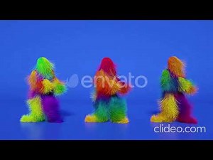 🌈 Colorful Furry Dancing Monsters 3D Animation Loop