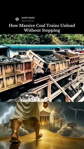 CurioFacts on Instagram: "Ever wondered how massive freight trains unload thousands of tons of cargo without ever hitting the brakes? Welcome to the mesmerizing world of continuous unloading! This isn’t just a train; it’s a masterclass in industrial efficiency. In the logistics world, time is literally money. Stopping a heavy haul train, decoupling cars, and unloading them one by one would take days. Instead, engineers developed this brilliant side-dumping system. Here is how it works: The Setup