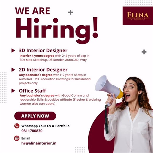 Elina Interior - Designed by Geeta Mangla | 🚀 We Are Hiring at Elina Interior! Gurgaon | Residential Interior Projects | Growth-Oriented Team If you are passionate about interiors,... | Instagram