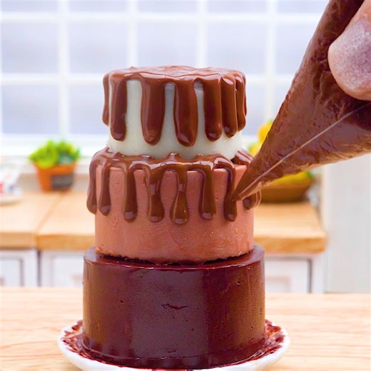 37K views · 1.3K reactions | Miniature Stunning 3 TIER Chocolate Cake | Teeny Cakes | Facebook