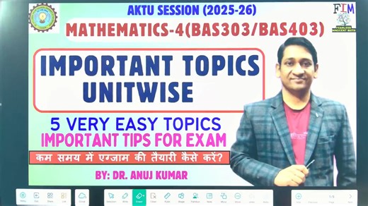 FEARLESS INNOCENT MATH on Instagram: "🔥Math-4 Important Topics AKTU 🔥AKTU Engineering Mathematics-4 Important Topics🔥 Learn By Dr. Anuj Kumar #AKTU #EngineeringMath #aktumath #probability #Statistics #partialdifferential #pde"