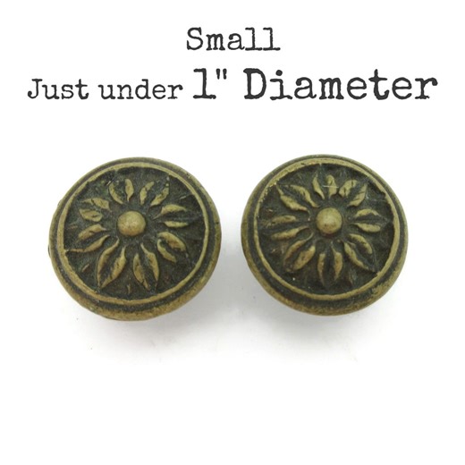 2 Vintage Drawer Knobs - Ornate Brass Furniture Door Handles Just Under 1" Diameter - Etsy