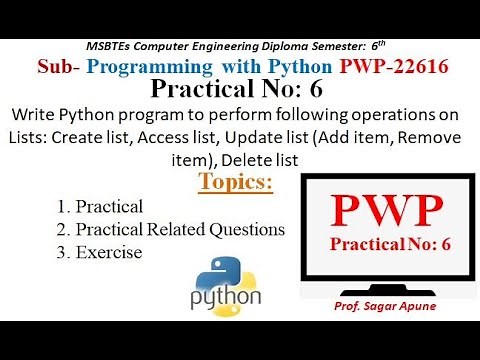 Python | Practical-6 | Perform Operations on List | MSBTE | PWP 22616
