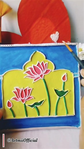 DIY Lippen Art 💕❤️ Lotus Design|| #shorts #art #lippanart #craft #diy #viral #artmii