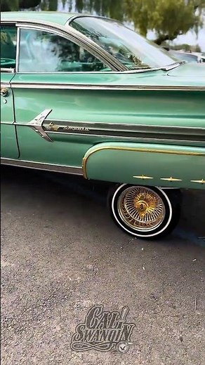 Gold Daytons on this Super Clean 🧼 60 Chevy Lowrider #caliswangin