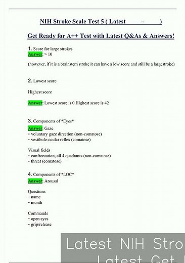 Latest NIH Stroke Scale Test 5 Latest Get Ready for A Test with Latest QAs Answers video