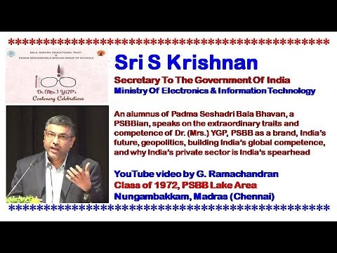 Smt. YGP Centenary Commemoration Lecture * PSBBian Sri S Krishnan * YGP நூற்றாண்டு நினைவு சொற்பொழிவு