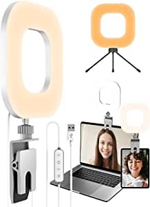 Ring Light for Laptop Computer, Onerbl Video Conference Lighting with Clip & Tripod Stand, Zoom Lighting for Computer, Dimmable Desk Selfie Ring Light for Video Recording,Live Streaming,YouTube,TikTok