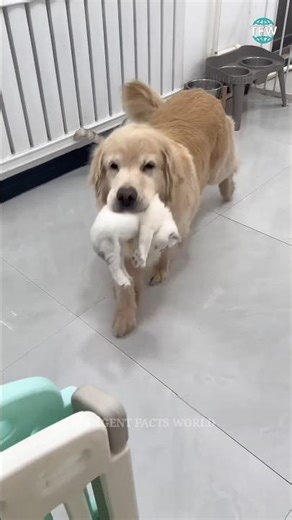 Dog Adopts Kittens Like His Own Puppies 🐶❤️ #facts #shorts