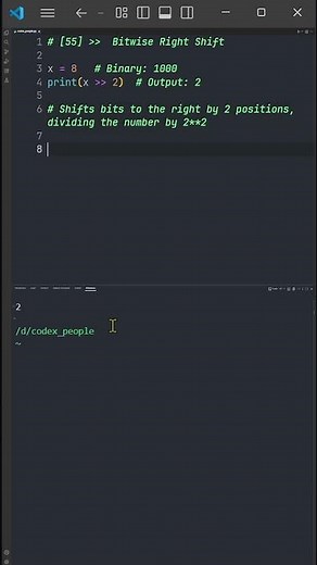 [55] Python Bitwise Right Shift Operator | Codex People #python #coding #shorts