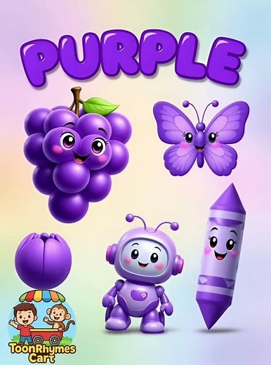Purple Colour Learning for Kids | Purple Objects for Children | ToonRhymes Cart