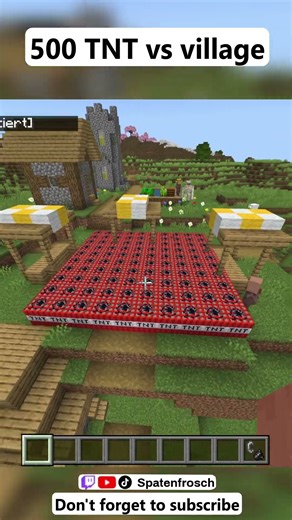 500 TNT vs. village #minecraft #minecraftshorts