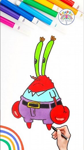 How to Draw SpongeBob | Draw Spongebob Sad Mr. Krabs Easy 🌈🍍 #spongebob #draw #short #sad
