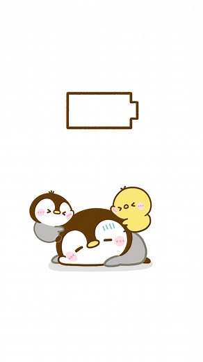 可愛いペンギン充電アニメーション | ペンギン動くイラスト