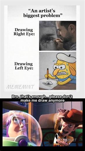 Drawing One Eye = Easy… The Other? INSANE 😭 #funnyshorts #memes #miniatureart #7x7