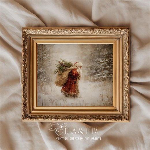 Vintage Santa Claus Print | Rustic Christmas Wall Art | Cozy Winter Holiday Decor (digital Download) - Etsy UK