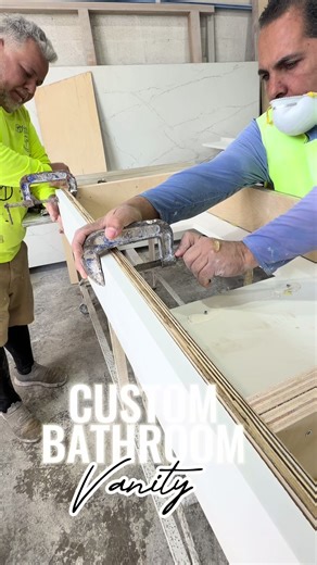 From slab to luxury ✨ Fabricating a custom vanity with precision, detail, and premium stone. Every cut matters. Every finish speaks quality. Designed & crafted by YT Granite Finish 🤍 Ready to upgrade your bathroom? 📩 DM us for your custom vanity #CustomVanity #VanityFabrication #LuxuryBathroom #StoneExperts #QuartzVanity
