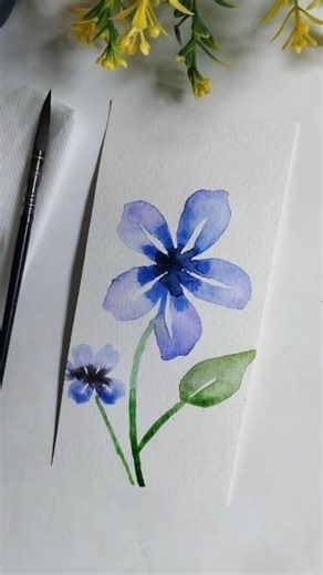 I Painted these blue watercolor flowers using the wet-on-wet technique #watercolor #flowerpainting