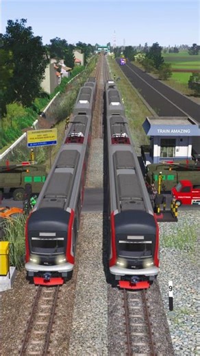 2 Kereta Api MRT Melintasi Persilangan Adu 2 Tank #railroad #train #railway