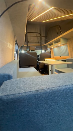 Camper Family Cymru Ltd. on Instagram: "🚐Putting U in adventure🚐 Building dreams since 2021 🛠️ We will never tire from hand over day. This beautiful van conversion has it all. ✨Fully insulated, sound deadened and carpeted ✨Altro flooring and our signature cladded ceiling ✨Windows with van shades ✨Passenger seat swivel ✨Pop top roof ✨12v and 240v electrical systems ✨Spot lights, wall mounted reading lights and LED strip lighting ✨U-shape furniture with custom cushions, kitchenette, removable t