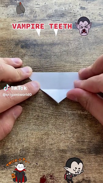 Vampire teeth origami #origamichallenge #origamitutorial #vampireteeth #dracula #vampirefangs #halloweencostume