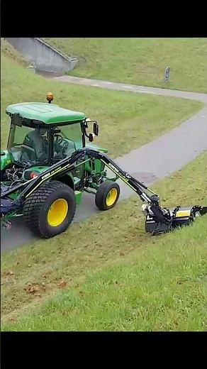 Lawn Mower in Action Satisfying Grass Cutting