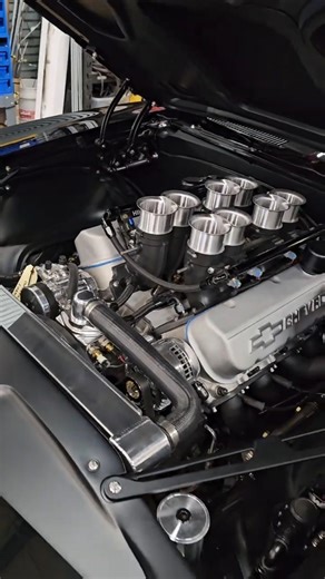 Hilborn injected big block topped off with velocity stacks on our 68 Camaro build at MetalWorks.