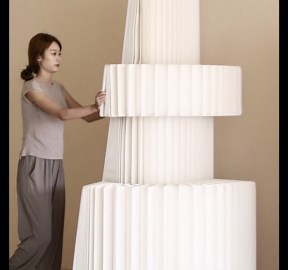 Folding Paper Partition Room Divider with 2 Layered Display Storage Shelves, Portable Privacy Screen for Room Separation, Multi-Functional Wall Divider for Home Office Trade Show Salons Party Events