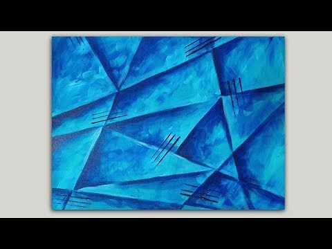 Blue ABSTRACT Painting : EASY Painting Tutorial Demo
