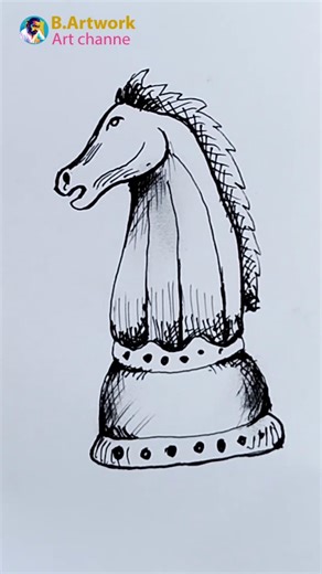 Chess Horse Pen Drawing ♞ | Easy Knight Sketch #drawing #art #shorts #B.artwork
