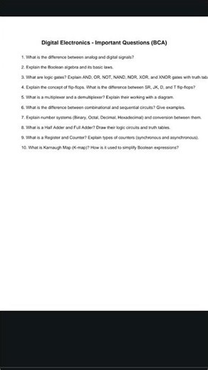 Digital Electronics – Important Questions for BCA#bcacourse