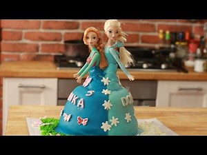 Tort z krainy lodu, Frozen Anna Elsa Sister Cake, Princess doll cake