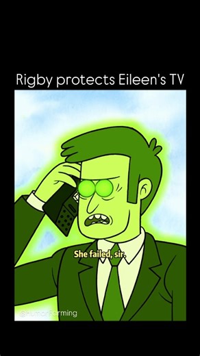 HumorFarming on Instagram: "In Regular Show (Season 6, Episode 17, "Eileen Flat Screen"), Rigby protects Eileen's newly purchased television from her roommate, Joanne. After Joanne steals and threatens to destroy the TV, Rigby pursues her to a bridge, using a rope to catch it when she throws it, demonstrating his growing responsibility and care for Eileen."