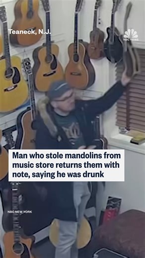 NBC News on Instagram: "A man who stole a pair of pricey mandolins from a New Jersey music store has returned them with a note apologizing for the act, and claimed that he was drunk."