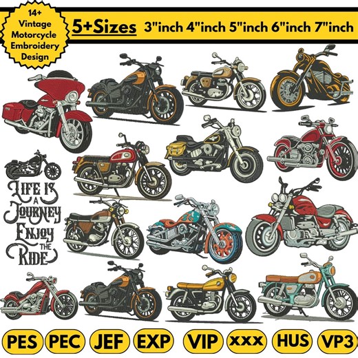 Vintage Motorcycle Machine Embroidery Design Featuring Classic Retro Biker Style Old School Café Racer Vibes Time Pes File5 sizes Download - Etsy Canada
