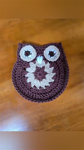 Crochet Owl Coaster. To complete my croceht owl set. Check out my IG crochet_by_me_liza_lee tonget something custom made. #madewithlove #yarn #handmade #crochet #owl #crochetowl #whowhowho #theme #owllove #owlsoftiktok #coasters #drink #cotton