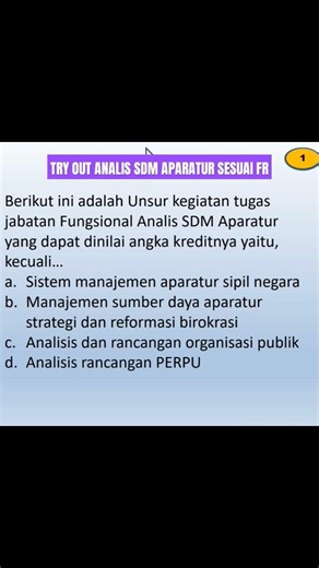 TRY OUT ANALIS SDM APARATUR SESUAI FR #cpns #pendidikan #study #shorts #sorts #fypシ #soal #soalpppk