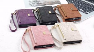 for iPhone 17E / iPhone 16E Wallet Case,PU Leather Flip Cover with Card Slots Kickstand Zipper Coin Pocket,Floral Embossed PU Leather Protective Cover Purse for Women Girls 6.1 Inch Deep Purple