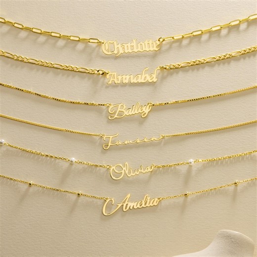 Custom Name Necklace in 14K Gold Vermeil, Silver, Mother Gift, Personalized Gold Name Necklace, Name Jewelry, Christmas Gift for Her - Etsy UK