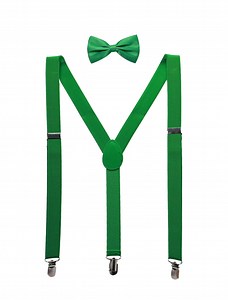 INSPIRE CHIC Unisex Y Shape Elastic Shoulder Strap Adjustable Bow Tie Suspender Set Green Height below 5.3 feet