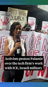 Activists are protesting Palantir offices across the United States to highlight the company's work with ICE and the Israeli military. https://www.democracynow.org/2025/7/15/doge_20 | Democracy Now!