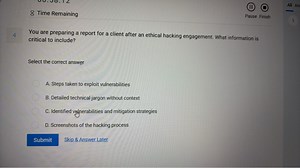 You are preparing a report for a client after an ethical hackin... | Filo