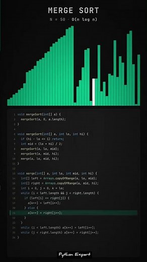 Merge Sort in 15 Seconds 🤯 Fastest Sorting Algorithm Explained #developer #coding #dsa #algorithms