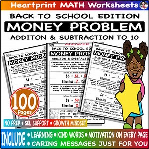 Addition and Subtraction Within 10 – Money Word Problems  Practice - BTS Edition
